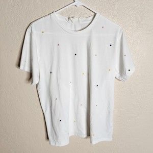 Currently In Love T-Shirt Women's Large White Raised Dots Nordstrom Short Sleeve